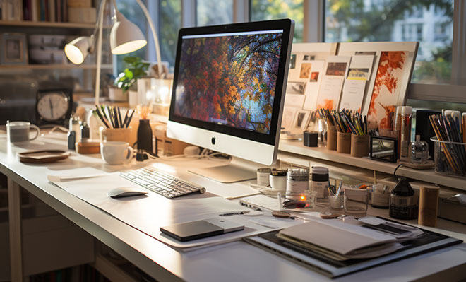 Creative-Workspace-Desk-Setup-Technology-Design-Elements